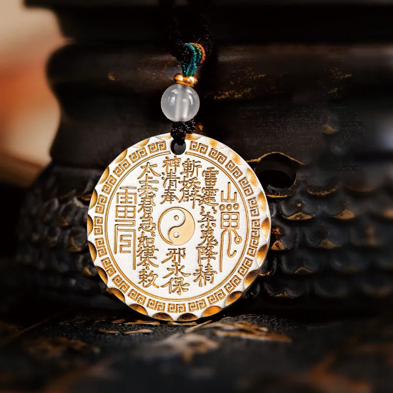 Buddha Stones Fantasmi di montagna Spendere soldi Yin Yang Bagua Design Collana pendente in rame Armonia - I fantasmi della montagna spendono soldi - image 1