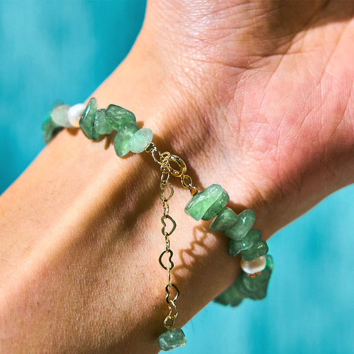 Buddha Stones Quarzo fragola naturale Quarzo fragola verde Braccialetto di guarigione di cristallo Super Seven Flower