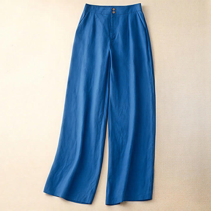 Pantaloni da donna a gamba larga con tasche e design semplice a cerniera, ispirati al modello Buddha Stones, per l'estate. - Blu reale - US8-10, UK/AU12-14, EU40-42 (2XL) - image 16