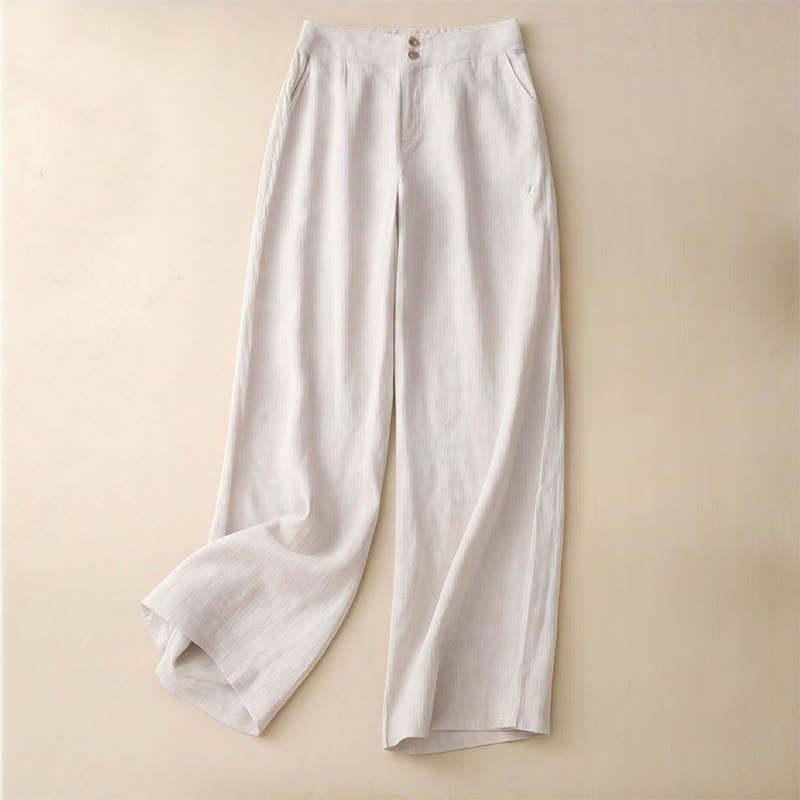 Pantaloni da donna a gamba larga con tasche e design semplice a cerniera, ispirati al modello Buddha Stones, per l'estate. - Biancheria - US8-10, UK/AU12-14, EU40-42 (2XL) - image 10