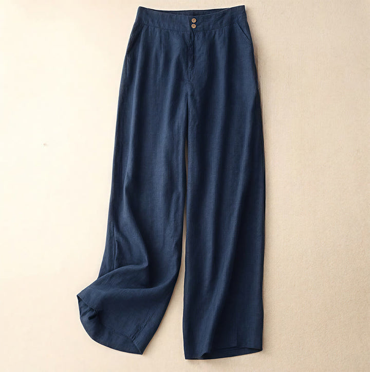 Pantaloni da donna a gamba larga con tasche e design semplice a cerniera, ispirati al modello Buddha Stones, per l'estate. - Marina - US8-10, UK/AU12-14, EU40-42 (2XL) - image 55