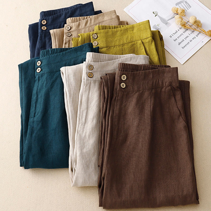 Pantaloni da donna a gamba larga con tasche e design semplice a cerniera, ispirati al modello Buddha Stones, per l'estate. - image 66