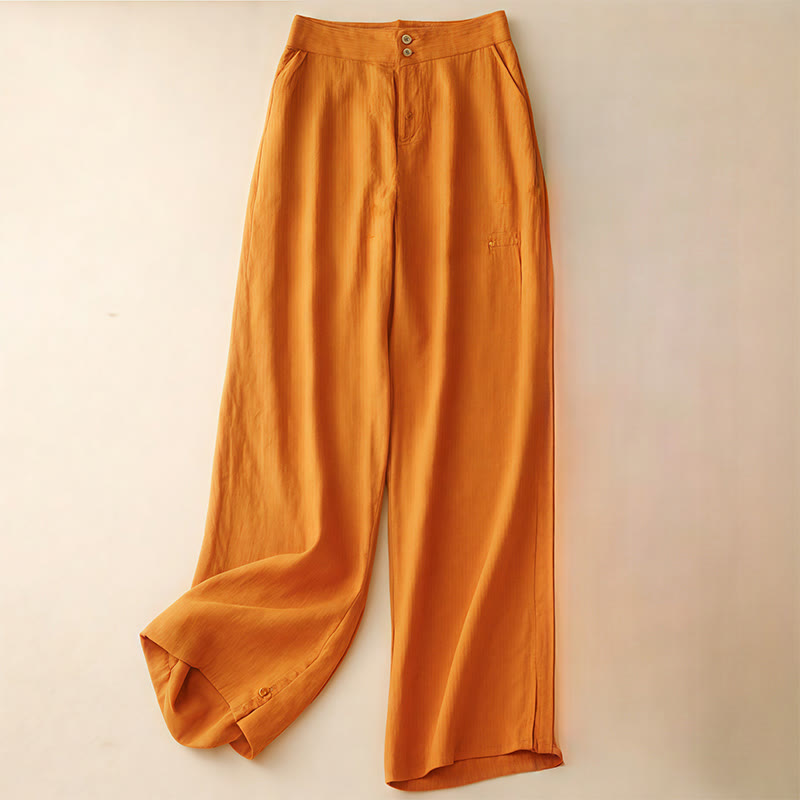 Pantaloni da donna a gamba larga con tasche e design semplice a cerniera, ispirati al modello Buddha Stones, per l'estate. - Arancione scuro - US8-10, UK/AU12-14, EU40-42 (2XL) - image 21