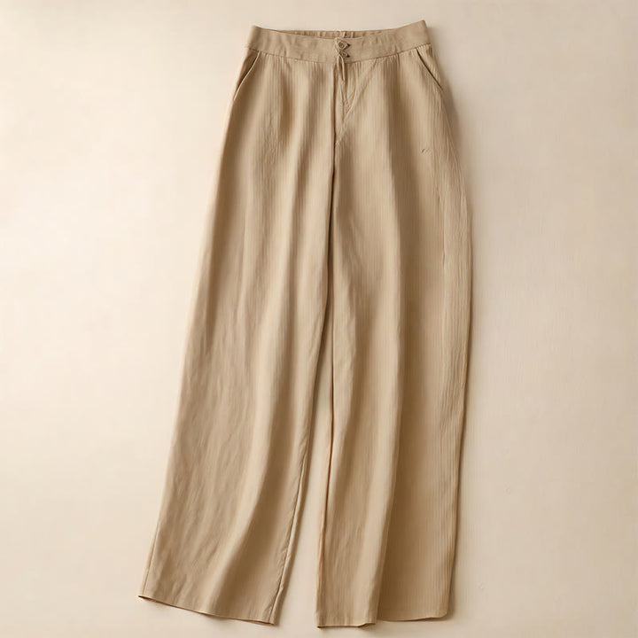 Pantaloni da donna a gamba larga con tasche e design semplice a cerniera, ispirati al modello Buddha Stones, per l'estate. - Verga d'oro pallida - US8-10, UK/AU12-14, EU40-42 (2XL) - image 36
