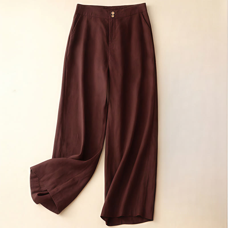 Pantaloni da donna a gamba larga con tasche e design semplice a cerniera, ispirati al modello Buddha Stones, per l'estate. - Marrone - US8-10, UK/AU12-14, EU40-42 (2XL) - image 26