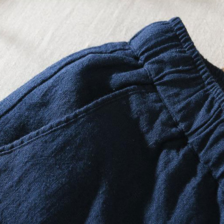 Pantaloni da uomo in lino ramiè con coulisse estiva casual Buddha Stones con tasche - image 15