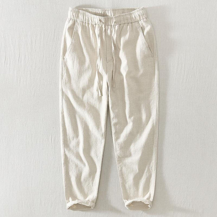 Pantaloni da uomo in lino ramiè con coulisse estiva casual Buddha Stones con tasche - Beige - US/UK/AU44, EU54 (4XL) - image 17