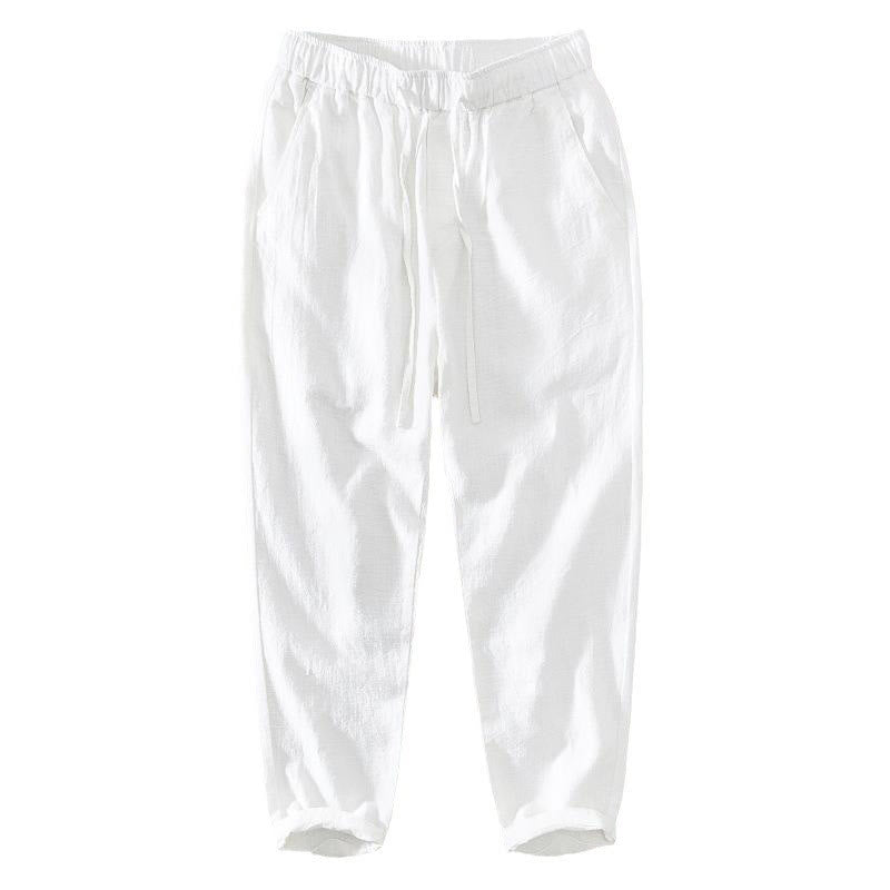 Pantaloni da uomo in lino ramiè con coulisse estiva casual Buddha Stones con tasche - image 9