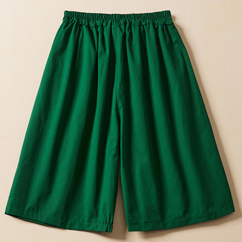 Pantaloncini da donna in cotone con coulisse, casual, tinta unita, con tasche, motivo a rughe , Buddha Stones - image 9