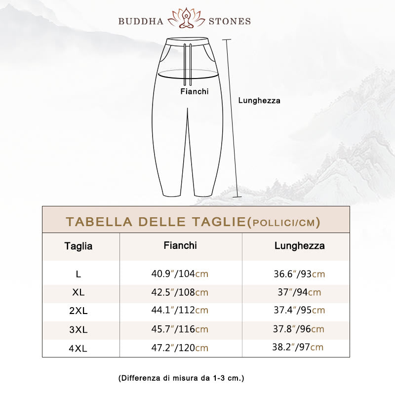Pantaloni da donna in cotone con motivo semplice Buddha Stones - image 5