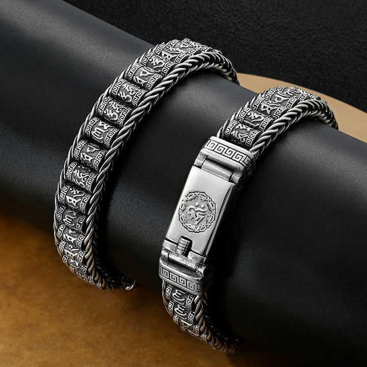 Bracciale in metallo con fibbia in rame tibetano Buddha Stones e Om Mani Padme Hum - image 9