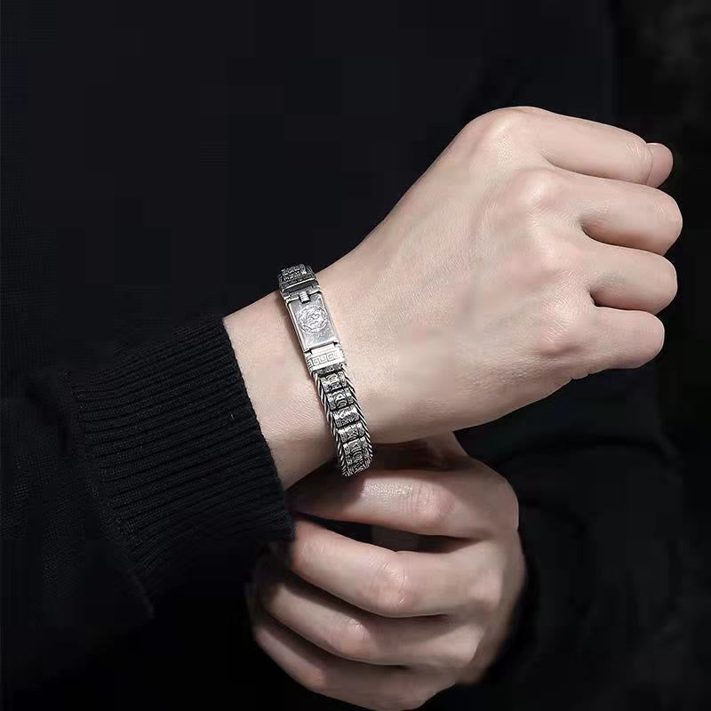 Bracciale in metallo con fibbia in rame tibetano Buddha Stones e Om Mani Padme Hum - image 4