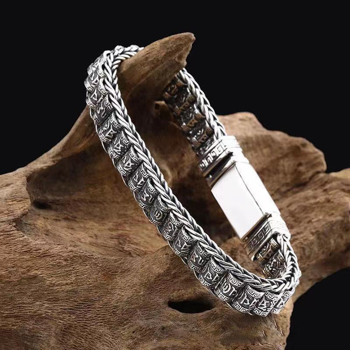 Bracciale in metallo con fibbia in rame tibetano Buddha Stones e Om Mani Padme Hum - image 2