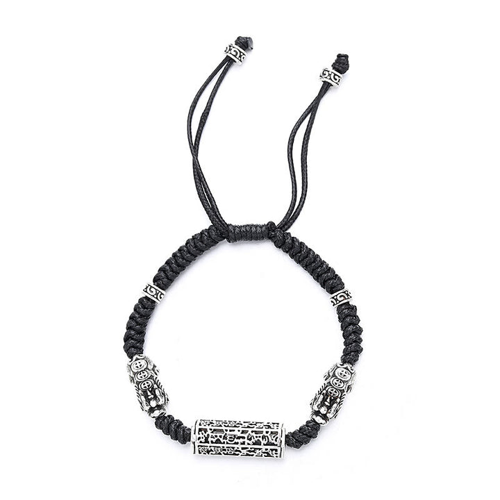Buddha Stones Tibetano Nero String Rame Om Mani Padme Hum Pixiu Protezione Braccialetto Intrecciato