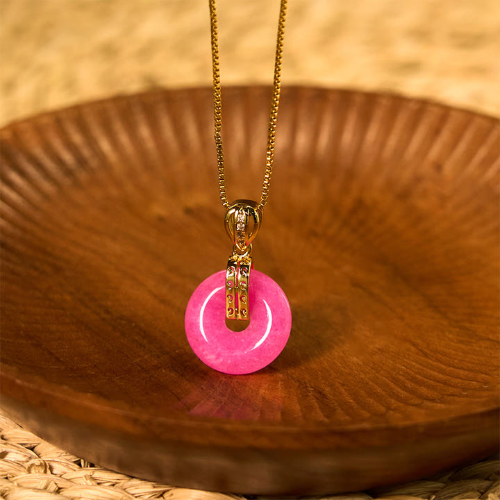 Collana con ciondolo con fibbia della pace e felicità in giada viola Buddha Stones