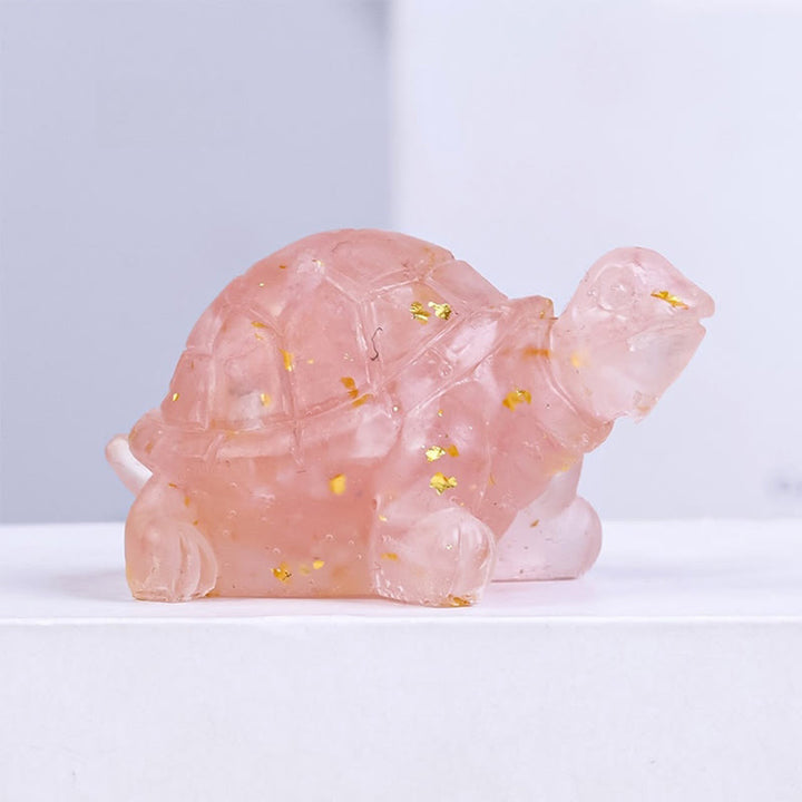 Buddha Stones Ghiaia di cristallo naturale Resina gocciolante Piccola tartaruga Decorazione Statua - Cristallo rosa (27*50mm) - image 4