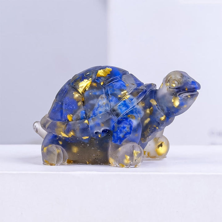 Buddha Stones Ghiaia di cristallo naturale Resina gocciolante Piccola tartaruga Decorazione Statua - Lazurite (27*50mm) - image 8