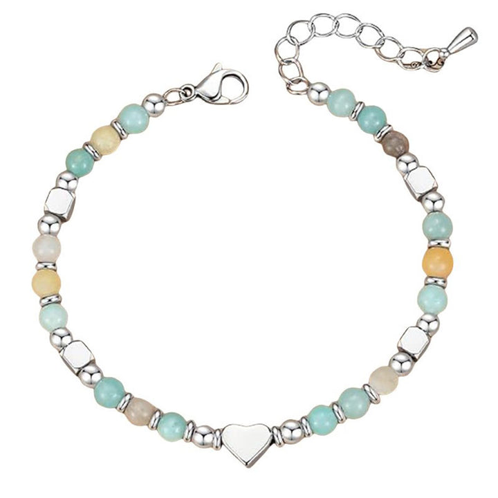 Bracciale Buddha Stones in pietra naturale, amazzonite, ametista, lazurite, lapislazzuli, quarzo rosa, cuore, equilibrio positivo - image 4