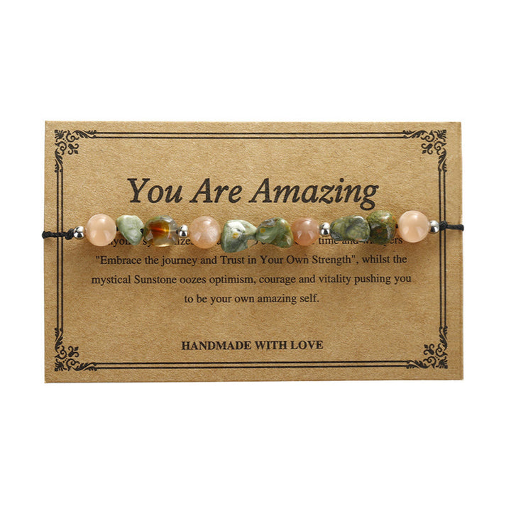 Buddha Stones You Are Amazing Braccialetto positivo in pietra del sole di riolite