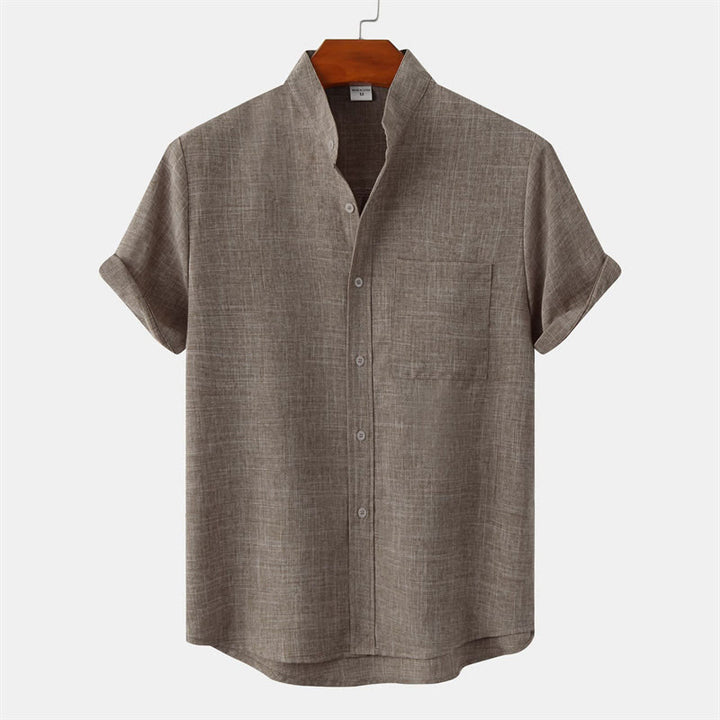Camicia da uomo estiva a maniche corte con bottoni e taschino, con Buddha Stones. - Cachi scuro - US/UK/AU42, EU52 (3XL) - image 35