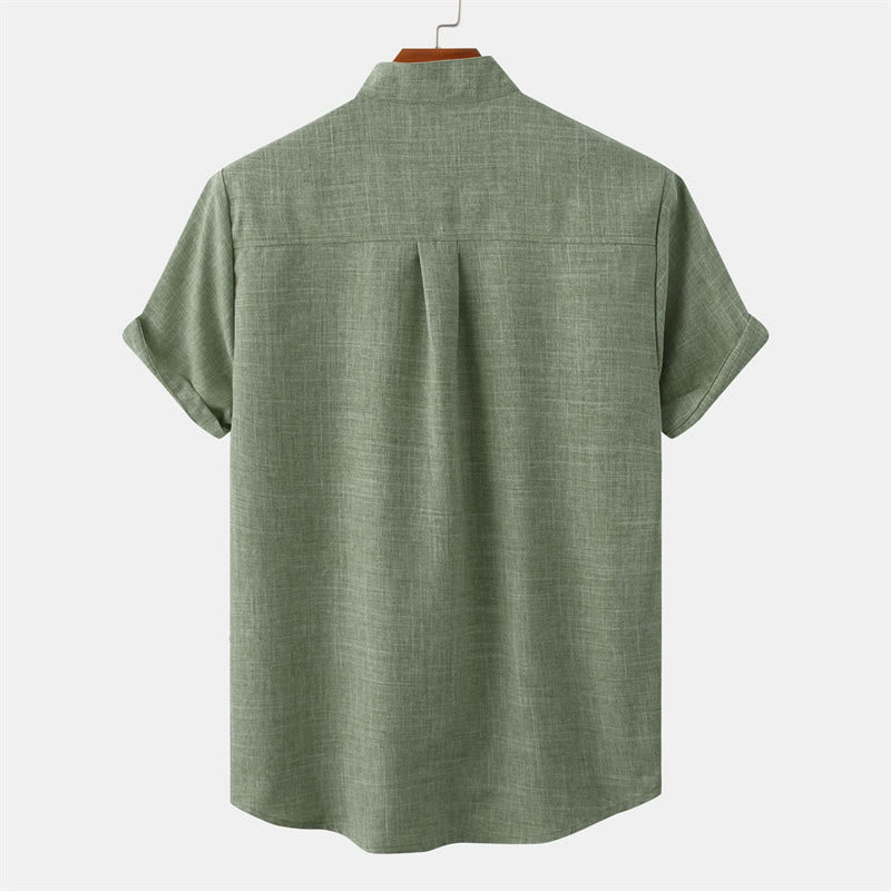 Camicia da uomo estiva a maniche corte con bottoni e taschino, con Buddha Stones. - image 1