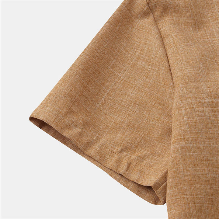 Camicia da uomo estiva a maniche corte con bottoni e taschino, con Buddha Stones. - image 23