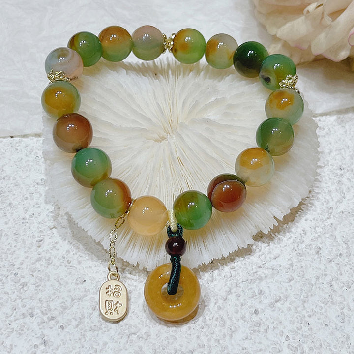 Buddha Stones Pavone Agata Topazio Fibbia della Pace Nafu Bracciale Equilibrio