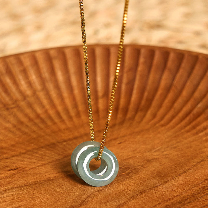 Collana con Buddha Stones Jade Double Peace Buckle Prosperity - Catena di giada e oro - image 0