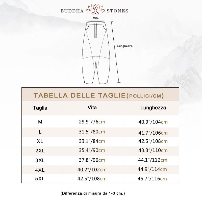 Pantaloni casual da uomo in cotone tinta unita con coulisse e tasche, con stampa Buddha Stones. - image 3