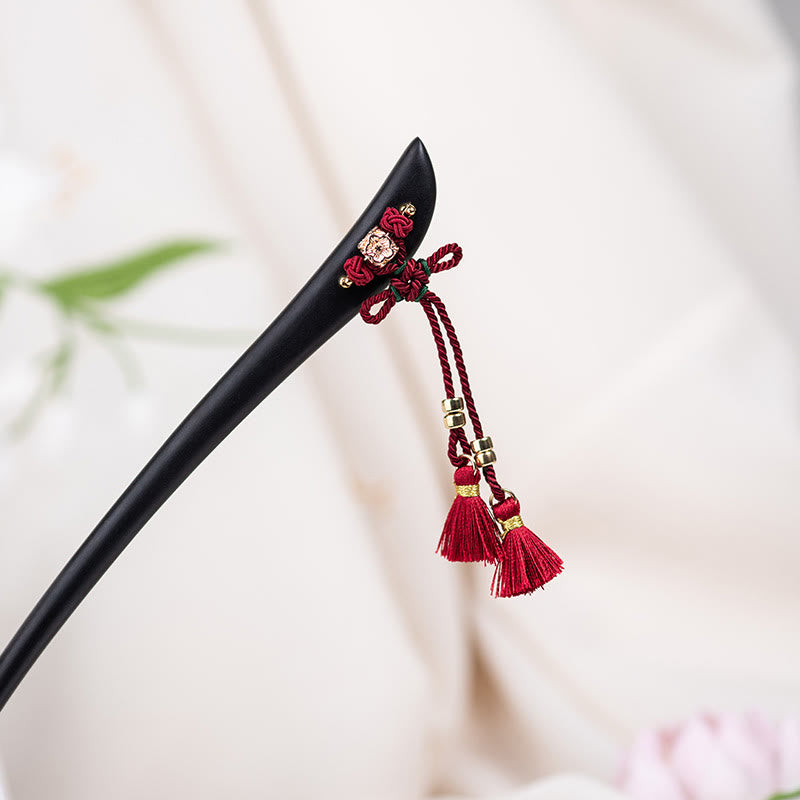 Buddha Stones Ebano Rosso String Nodo Cinese Nappa Protezione Forcina
