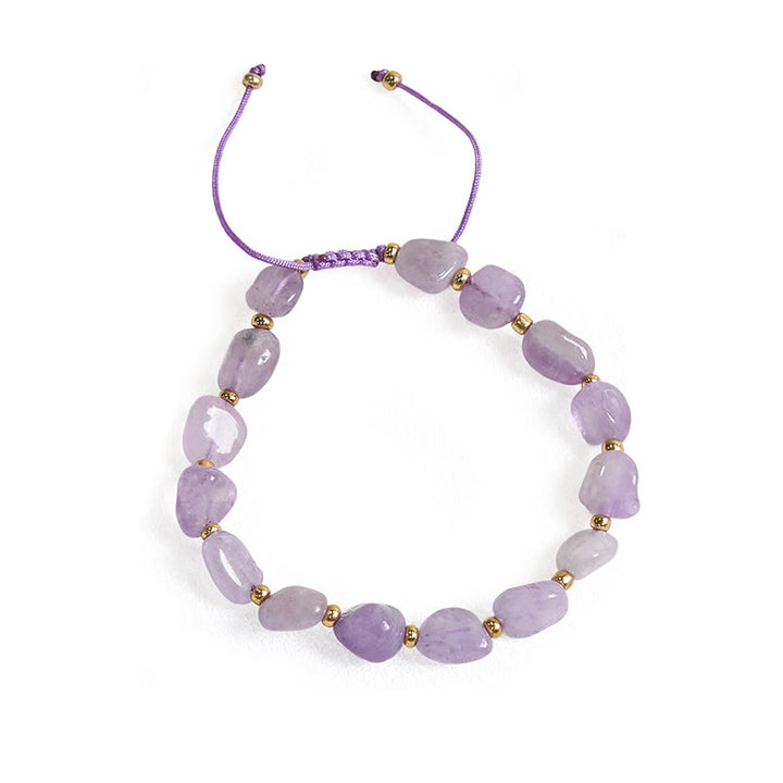 Braccialetto di equilibrio con corda intrecciata in ametista di forma irregolare Buddha Stones