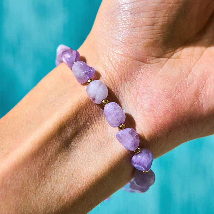 Braccialetto di equilibrio con corda intrecciata in ametista di forma irregolare Buddha Stones