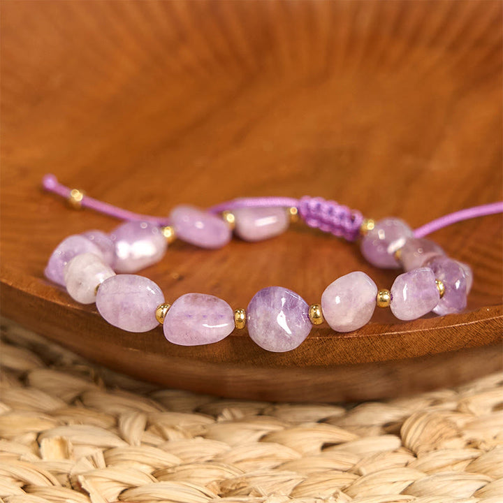 Braccialetto di equilibrio con corda intrecciata in ametista di forma irregolare Buddha Stones