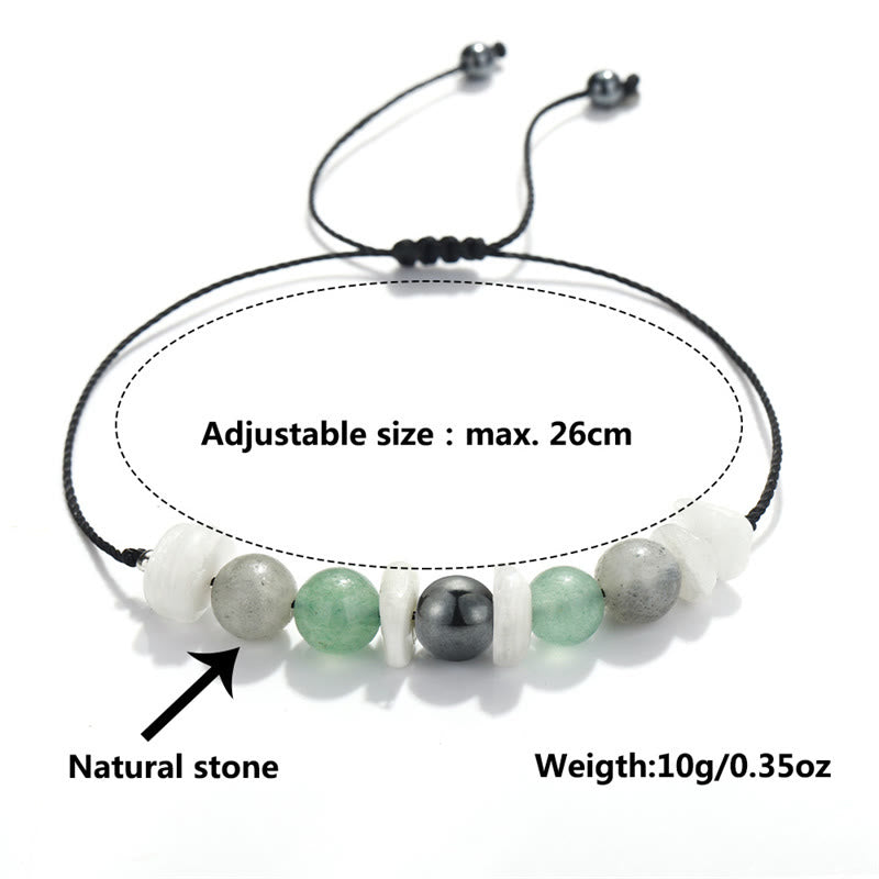 Braccialetto curativo Buddha Stones Menopausa Labradorite Aventurina verde Pietra di luna bianca