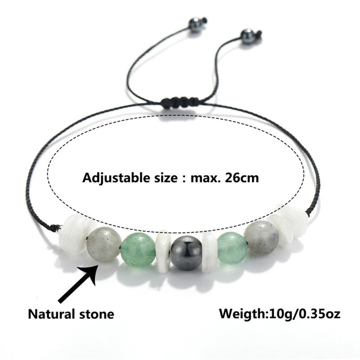 Braccialetto curativo Buddha Stones Menopausa Labradorite Aventurina verde Pietra di luna bianca