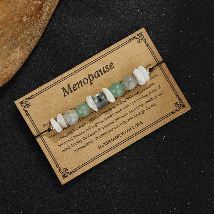 Braccialetto curativo Buddha Stones Menopausa Labradorite Aventurina verde Pietra di luna bianca