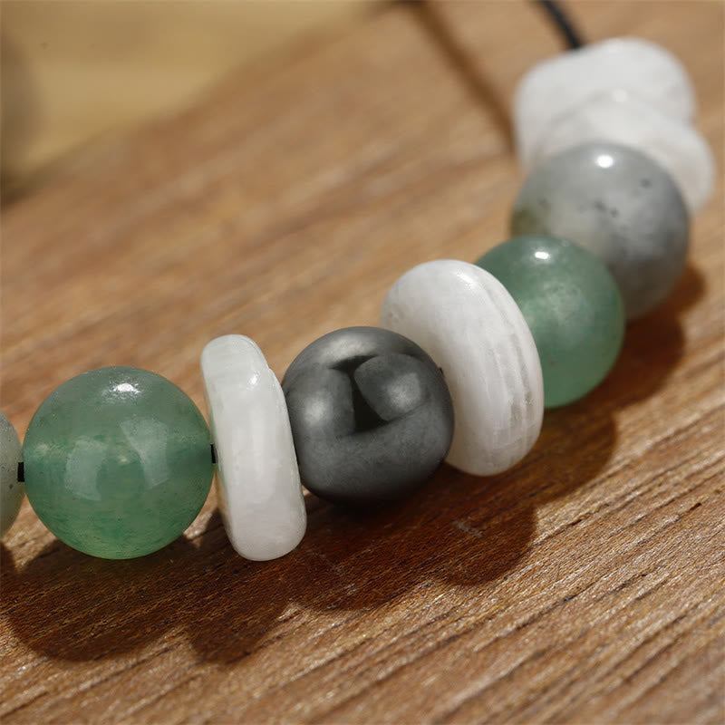 Braccialetto curativo Buddha Stones Menopausa Labradorite Aventurina verde Pietra di luna bianca