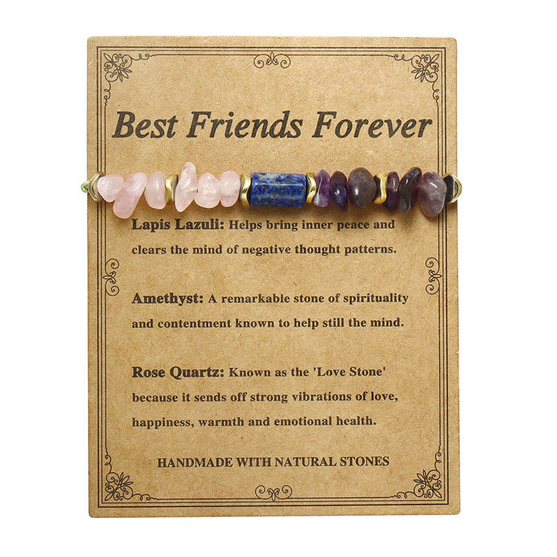 Bracciale spirituale Buddha Stones Best Friends Forever con ametista, quarzo rosa, lazurite e lapislazzuli - image 13