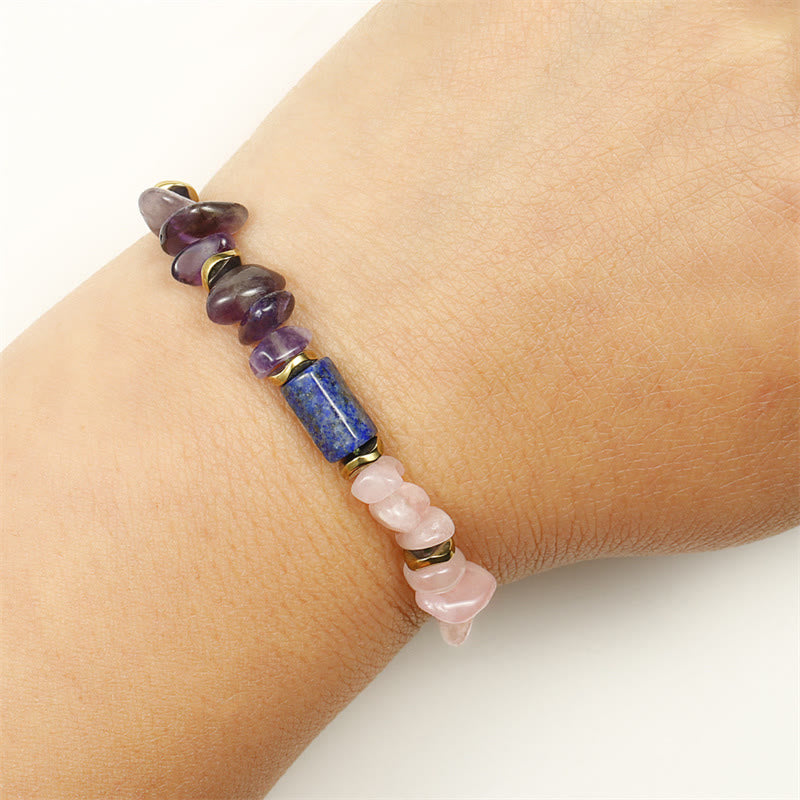 Bracciale spirituale Buddha Stones Best Friends Forever con ametista, quarzo rosa, lazurite e lapislazzuli - image 10