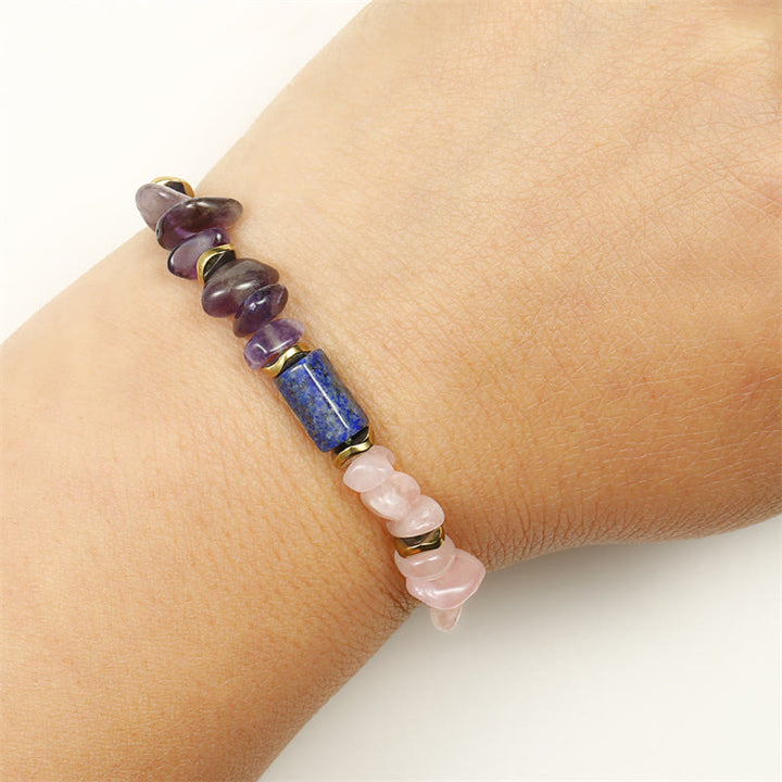 Bracciale spirituale Buddha Stones Best Friends Forever con ametista, quarzo rosa, lazurite e lapislazzuli - image 10