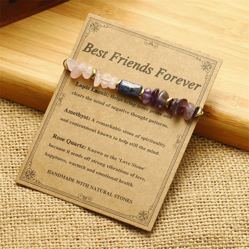 Bracciale spirituale Buddha Stones Best Friends Forever con ametista, quarzo rosa, lazurite e lapislazzuli - image 3