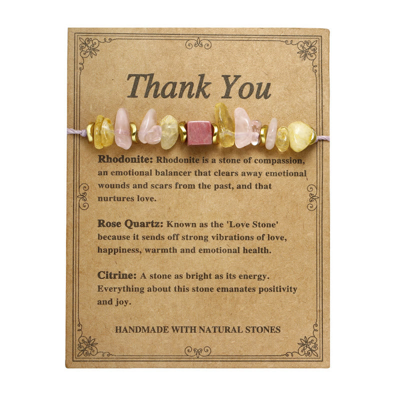 Buddha Stones Thank You Quarzo Rosa Citrino Rodonite Passionale