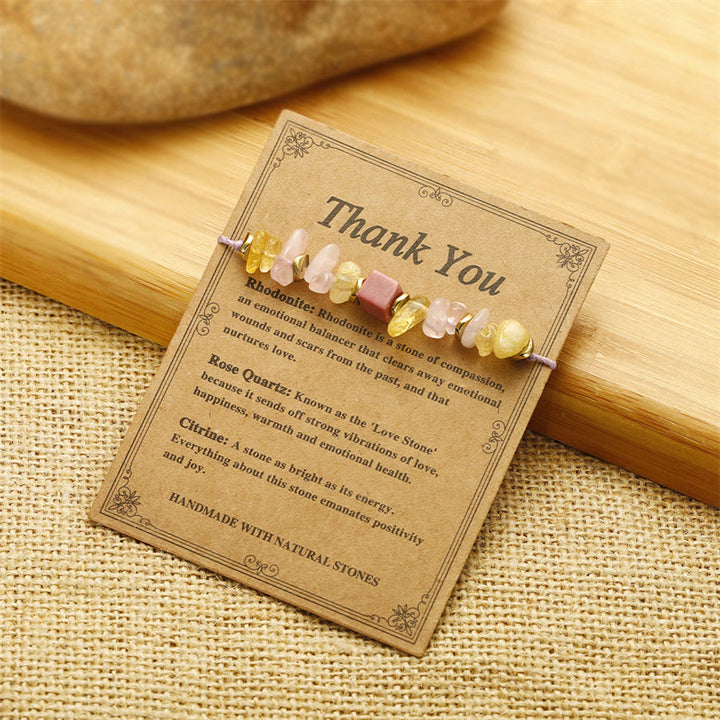 Buddha Stones Thank You Quarzo Rosa Citrino Rodonite Passionale