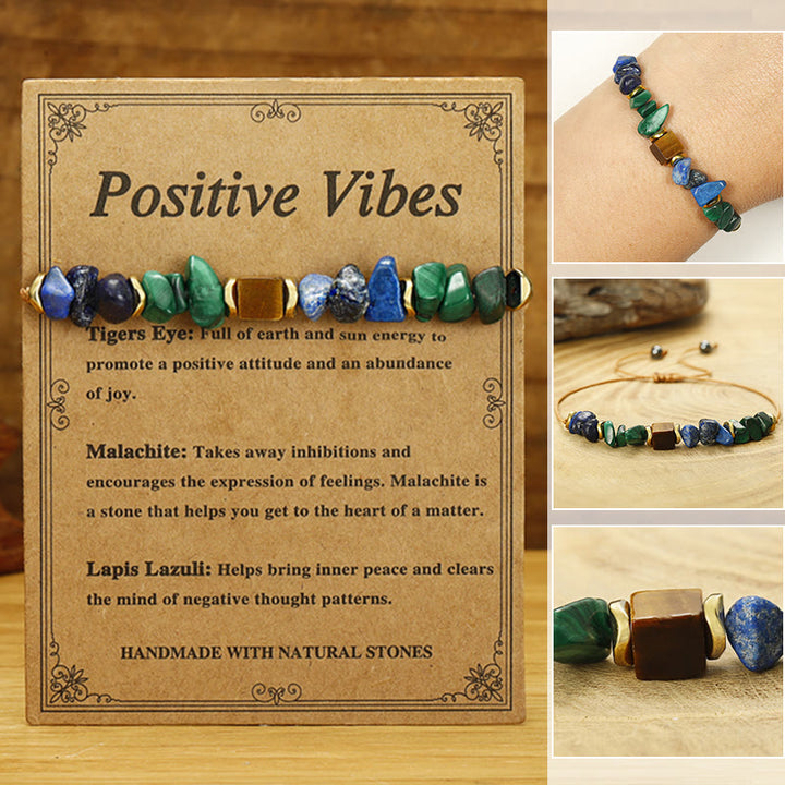Bracciale anti-ansia con vibrazioni positive in pietra di Buddha, malachite, occhio di tigre, lazurite e lapislazzuli - Vibrazioni positive (circonferenza del polso 14-24 cm) - image 0