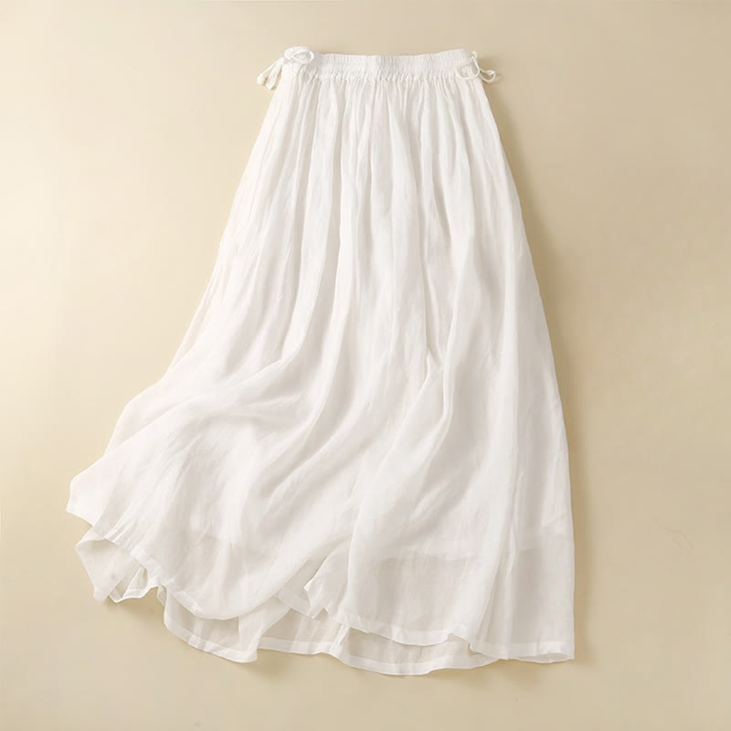 Gonna da donna con elastico in vita e lacci semplici Buddha Stones con tasche - Bianco - US8-10, UK/AU12-14, EU40-42 (2XL) - image 10