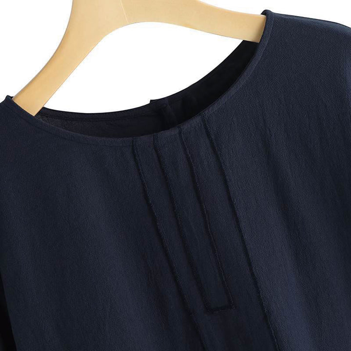 Maglietta da donna con spacco laterale, girocollo, manica corta, casual, estiva, tinta unita, motivo Buddha Stones - image 8