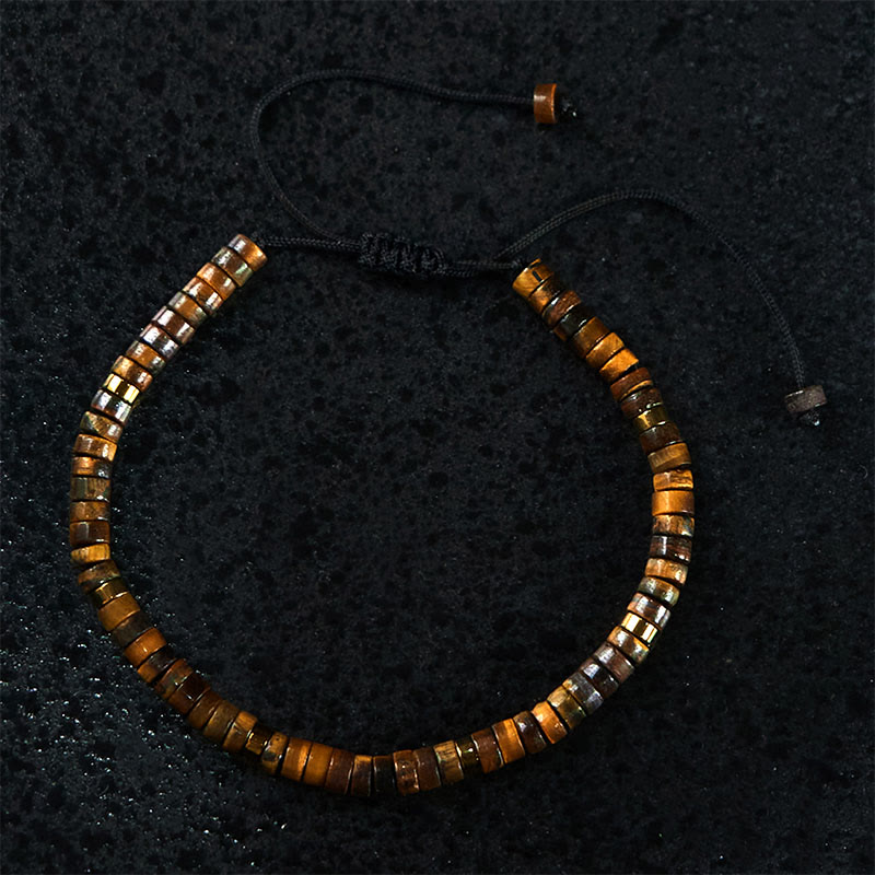 Braccialetto di perline distanziatrici in occhio di tigre naturale Buddha Stones