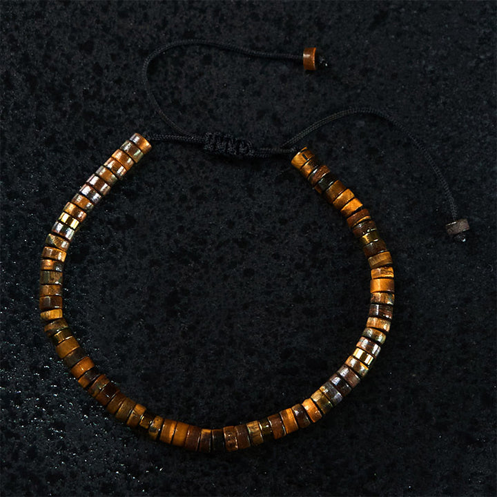 Braccialetto di perline distanziatrici in occhio di tigre naturale Buddha Stones