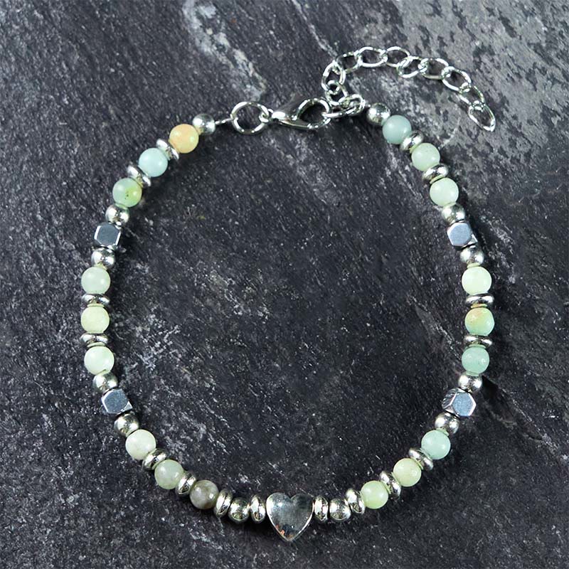 Bracciale Buddha Stones in pietra naturale, amazzonite, ametista, lazurite, lapislazzuli, quarzo rosa, cuore, equilibrio positivo - image 0
