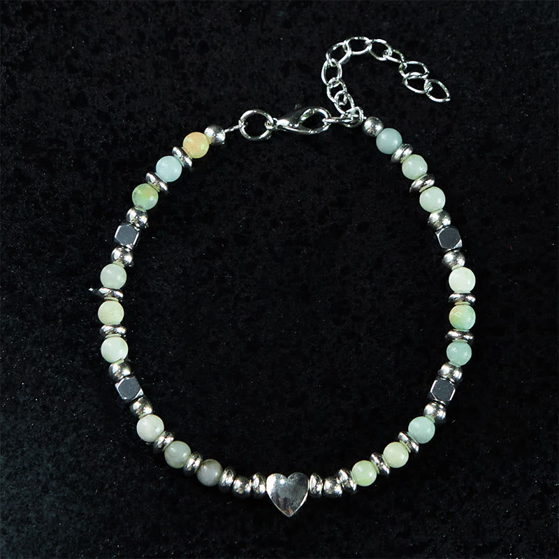 Bracciale Buddha Stones in pietra naturale, amazzonite, ametista, lazurite, lapislazzuli, quarzo rosa, cuore, equilibrio positivo - image 1